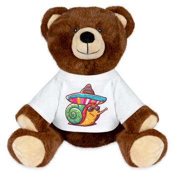 Schnecke Lustig Sombrero - MiniFeet® RecycelBär® Braun - Weiß - Vorne
