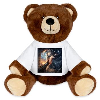 Celestial Handshake Fantasy Portal Art - MiniFeet® RecycelBär® Teddy Bear Brown - white - Front