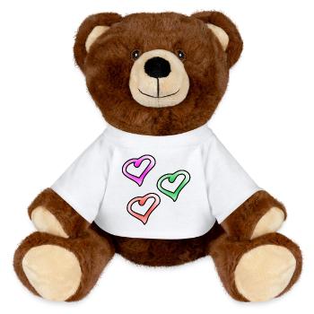 Hearts - MiniFeet® RecycelBär® Teddy Bear Brown - white - Front