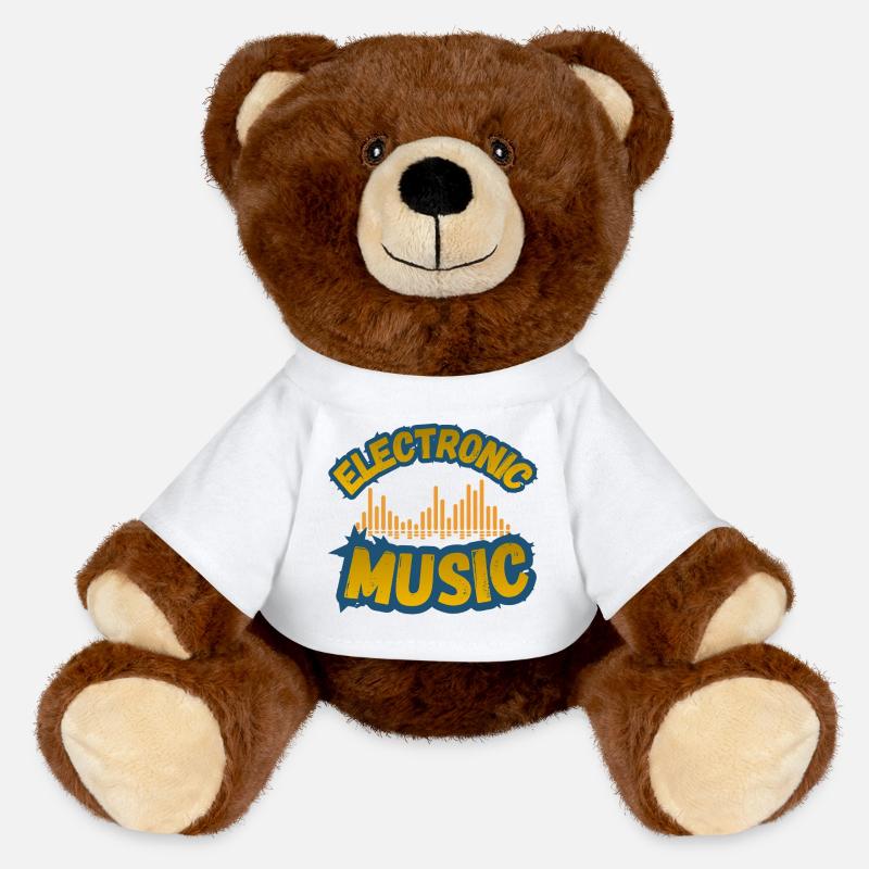Retro Electronic Music - MiniFeet® RecycelBär® Teddy Bear Brown - white
