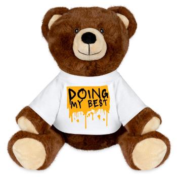 Doing My Best Lustig Ehrlich Motivational Spruch - MiniFeet® RecycelBär® Braun - Weiß - Vorne