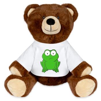 Emerald Frog Wide-Eyed Worry - MiniFeet® RecycelBär® Teddy Bear Brown - white - Front
