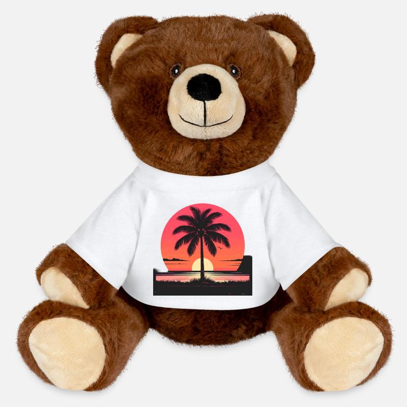 Sunset Palm Island - MiniFeet® RecycelBär® Teddy Bear Brown - white
