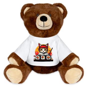 Bandeau de chat sushi - Nounours RecycelBär® marron - blanc - Devant