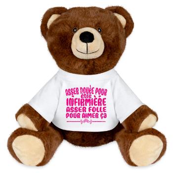 unique and original gift idea for a Nurse - MiniFeet® RecycelBär® Teddy Bear Brown - white - Front
