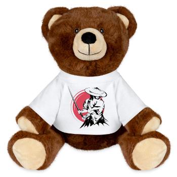 Symbole de combattant d’épée de samouraï Logo du Japon - Nounours RecycelBär® marron - blanc - Devant