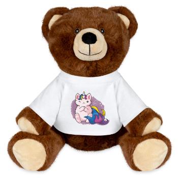 Kitty Katacorn Einhornkatze - MiniFeet® RecycelBär® Braun - Weiß - Vorne