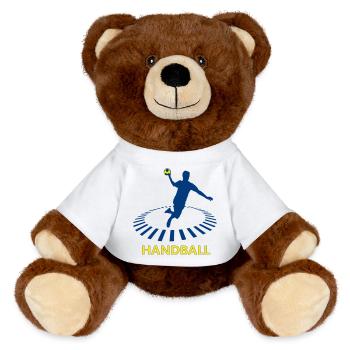 handball - MiniFeet® RecycelBär® Teddy Bear Brown - white - Front