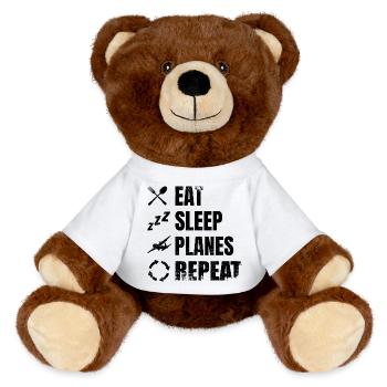 Airplane Enthusiasts - MiniFeet® RecycelBär® Teddy Bear Brown - white - Front