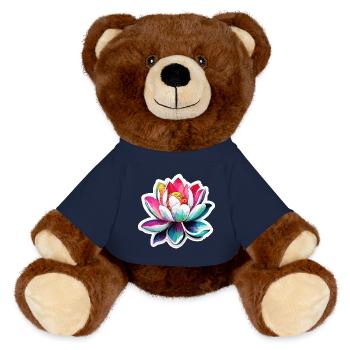 Lotusblüte / Seerose / Spiritualität / Blume - MiniFeet® RecycelBär® Braun - French Navy - Vorne