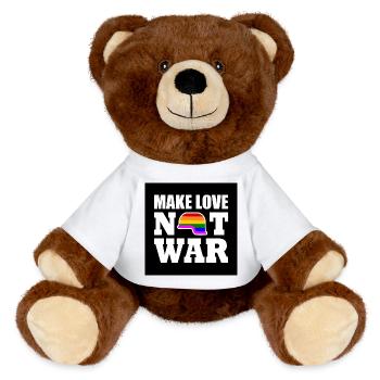 Make love not war - MiniFeet® RecycelBär® Braun - Weiß - Vorne