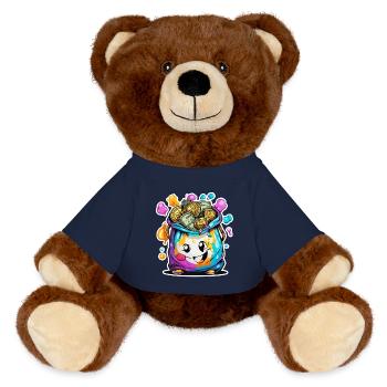 Geldsack / Scheine / Münzen / Zaster / Vermögen - MiniFeet® RecycelBär® Braun - French Navy - Vorne