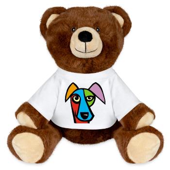 Lustiger Hund - MiniFeet® RecycelBär® Braun - Weiß - Vorne