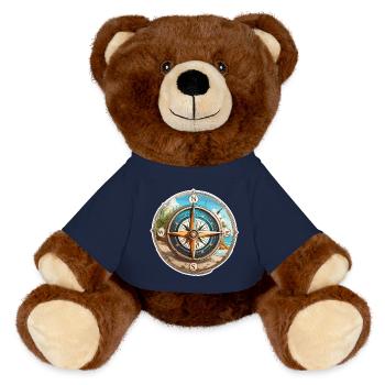 Kompass / Himmelsrichtung / Reisen / Survival - MiniFeet® RecycelBär® Braun - French Navy - Vorne