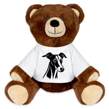 Tête de chien lévrier - Nounours RecycelBär® marron - blanc - Devant