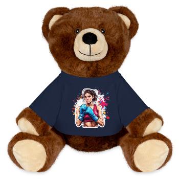 Boxeur / Sports / Combat / Arène / Ring de boxe / Poings - Nounours RecycelBär® marron - bleu marine - Devant
