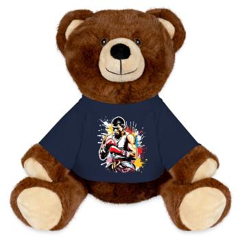 Boxer / Sport / Kampf / Arena / Boxring / Fäuste - MiniFeet® RecycelBär® Braun - French Navy - Vorne