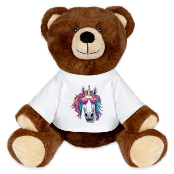 Unicorn / mythical creatures / fairy tales / magic / glitter - MiniFeet® RecycelBär® Teddy Bear Brown - white - Front
