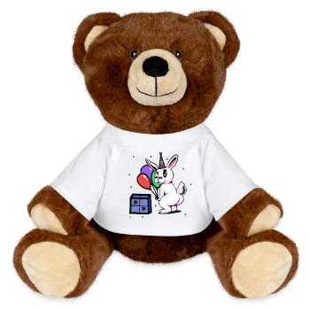 Bunny Birthday Congratulations Celebrations - MiniFeet® RecycelBär® Teddy Bear Brown - white - Front
