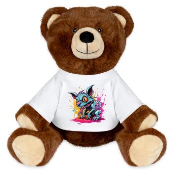 Chupacabra / Sucking Creature / Monster /Spain - MiniFeet® RecycelBär® Teddy Bear Brown - white - Front
