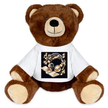 Goldene Musik-Kopfhörer - MiniFeet® RecycelBär® Braun - Weiß - Vorne