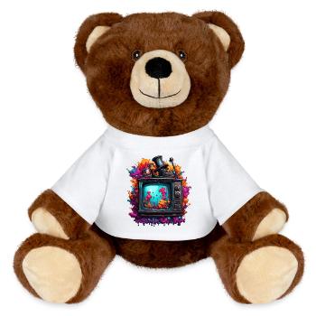 TV / Television / Analogue / Tube TV / Retro - MiniFeet® RecycelBär® Teddy Bear Brown - white - Front