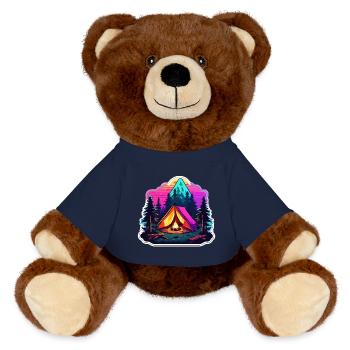Forest / Wild / Tent / Wilderness / Trees / Life - MiniFeet® RecycelBär® Teddy Bear Brown - french navy - Front