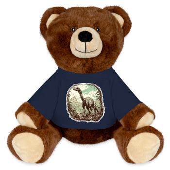 Dinosaur / Animal / Prehistoric / Reptile / Boys - MiniFeet® RecycelBär® Teddy Bear Brown - french navy - Front