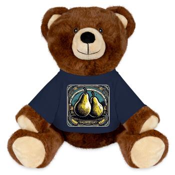 Food / Fruit / Market / Vitamins / Design - MiniFeet® RecycelBär® Teddy Bear Brown - french navy - Front