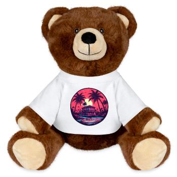 Strand / Insel / Urlaub / Sommer / Sonne / Meer - MiniFeet® RecycelBär® Braun - Weiß - Vorne