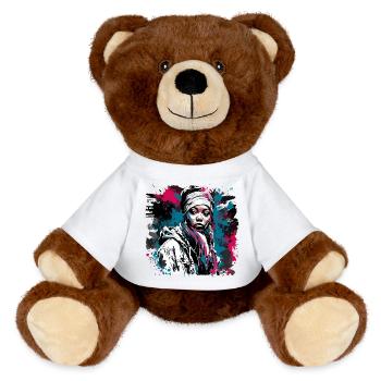 Rapper / Hip Hop / Song / Cool / Rhymes / Beat - MiniFeet® RecycelBär® Teddy Bear Brown - white - Front