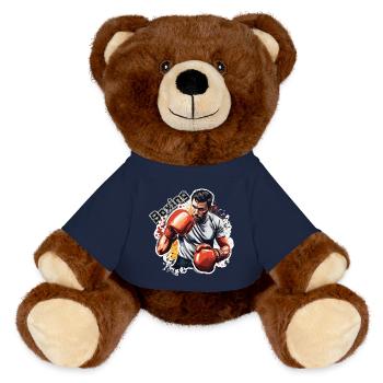 Boxer / Sport / Kampf / Arena / Boxring / Fäuste - MiniFeet® RecycelBär® Braun - French Navy - Vorne
