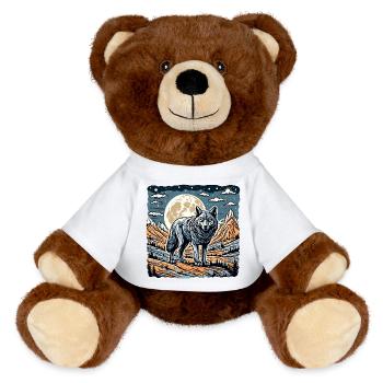 Loup / Meute / Forêt / Sauvage / Faune / Hurlement - Nounours RecycelBär® marron - blanc - Devant