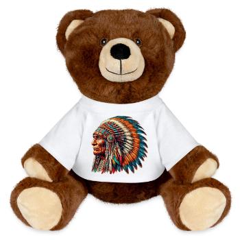 Peau rouge amérindienne américaine - Nounours RecycelBär® marron - blanc - Devant