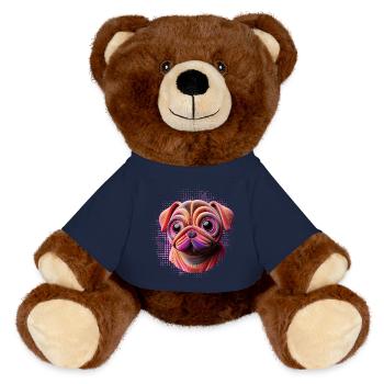 carlin chien ami câlin fille 3D pépinière - Nounours RecycelBär® marron - bleu marine - Devant