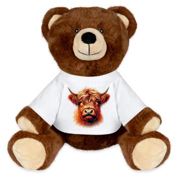 Schottische Hochlandkuh - MiniFeet® RecycelBär® Braun - Weiß - Vorne
