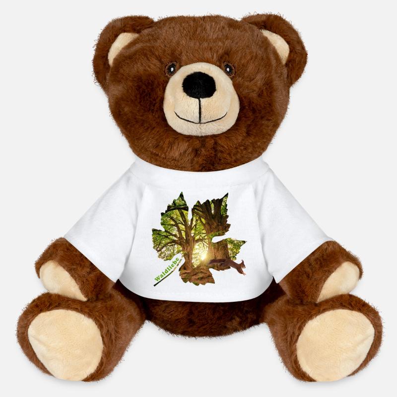 Forêt 25 en feuille avec écureuil - Nounours RecycelBär® marron - blanc