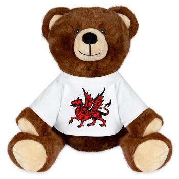 Welsh Red Dragon (y Ddraig Goch) - MiniFeet® RecycelBär® Teddy Bear Brown - white - Front