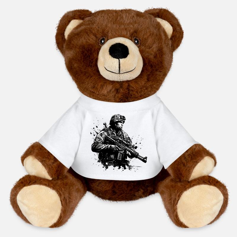 ARMY 02 - MiniFeet® RecycelBär® Teddy Bear Brown - white