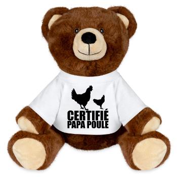 Bester Papa | Zertifizierte Papa-Henne - MiniFeet® RecycelBär® Braun - Weiß - Vorne