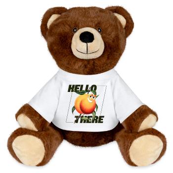 Peach Retro – Déclaration Hello There - Nounours RecycelBär® marron - blanc - Devant