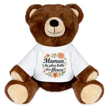 Maman, la plus belle des fleurs - Nounours RecycelBär® marron - blanc - Devant