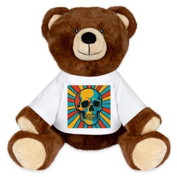 Explodierter Farbtopf Totenkopf - MiniFeet® RecycelBär® Braun - Weiß - Vorne