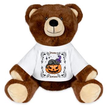 Chat endormi Halloween _Dekoriert - Nounours RecycelBär® marron - blanc - Devant