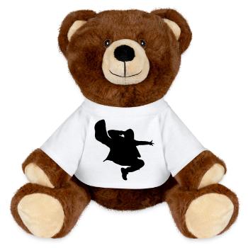 B-Boy Silhouette – Breakdance Jump Kick - MiniFeet® RecycelBär® Braun - Weiß - Vorne