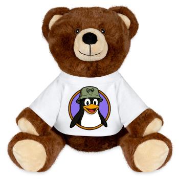 Tux Linux + GNU Hat - MiniFeet® RecycelBär® Teddy Bear Brown - white - Front