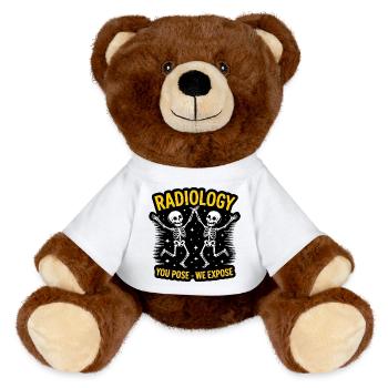 Radiologie Skelette Tanz "You Pose - We Expose" - MiniFeet® RecycelBär® Braun - Weiß - Vorne