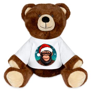 Weihnachten Schimpansen - MiniFeet® RecycelBär® Braun - Weiß - Vorne