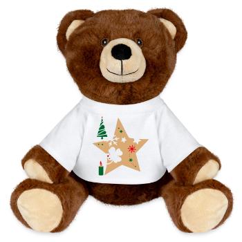 Poinsettia Advent - MiniFeet® RecycelBär® Teddy Bear Brown - white - Front