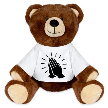 Beten Hände Gebet - MiniFeet® RecycelBär® Braun - Weiß - Vorne
